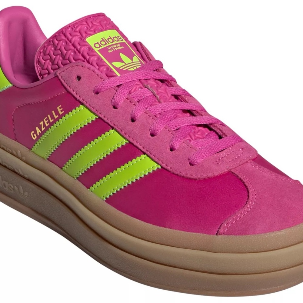 New Adidas Gazelle Women's Key Lime and Fuchsia Flash Sneakers - US 8.5